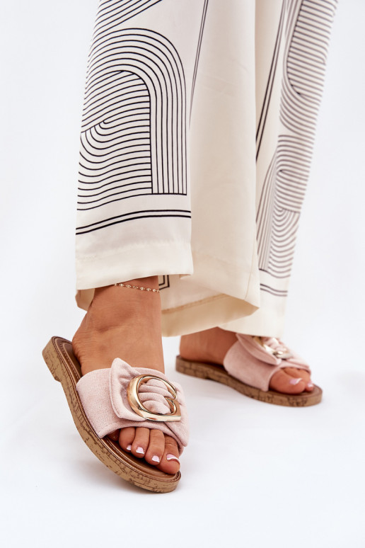 lygiapadžiai Moteriškos šlepetės Su puošniais Detalem rožinės spalvos Nellodra