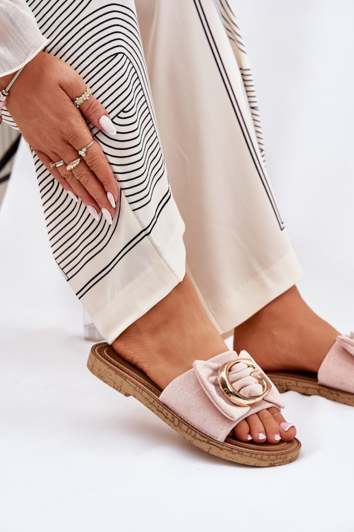 lygiapadžiai Moteriškos šlepetės Su puošniais Detalem rožinės spalvos Nellodra