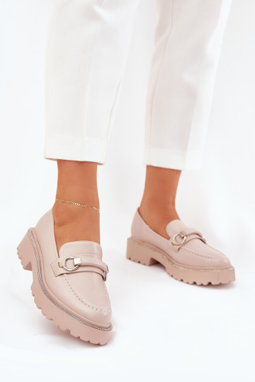 moteriški mokasinai Dekoruotos Cyrkoniami smėlio spalvos Patina