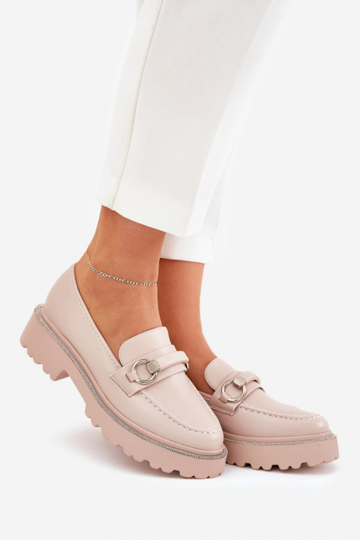 moteriški mokasinai Dekoruotos Cyrkoniami smėlio spalvos Patina