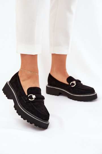 moteriški mokasinai Dekoruotos Cyrkoniami juodos spalvos Patina 2