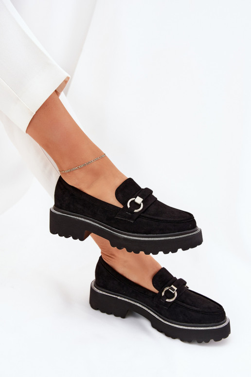 moteriški mokasinai Dekoruotos Cyrkoniami juodos spalvos Patina