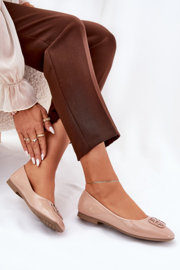 su lako efektu Elegantiško stiliaus Balerinos Moteriškas Su puošniais Detalem Vinceza 17377 smėlio spalvos