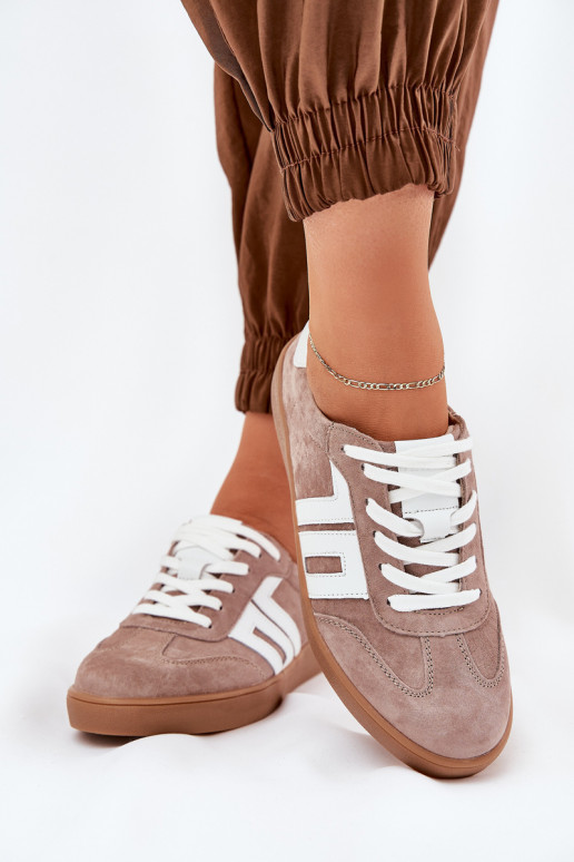 Sneakers modelio batai sportiniai bateliai iš zomšos Vinceza 79517 smėlio spalvos Sneakers modelio batai sportiniai bateliai iš zomšos Vinceza 79517 smėlio spalvos