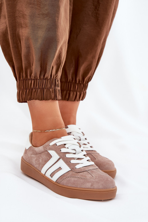 Sneakers modelio batai sportiniai bateliai iš zomšos Vinceza 79517 smėlio spalvos Sneakers modelio batai sportiniai bateliai iš zomšos Vinceza 79517 smėlio spalvos