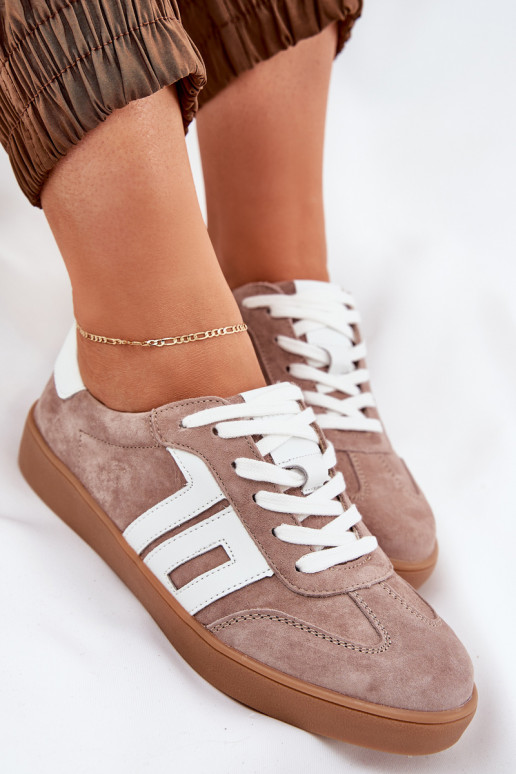 Sneakers modelio batai sportiniai bateliai iš zomšos Vinceza 79517 smėlio spalvos Sneakers modelio batai sportiniai bateliai iš zomšos Vinceza 79517 smėlio spalvos