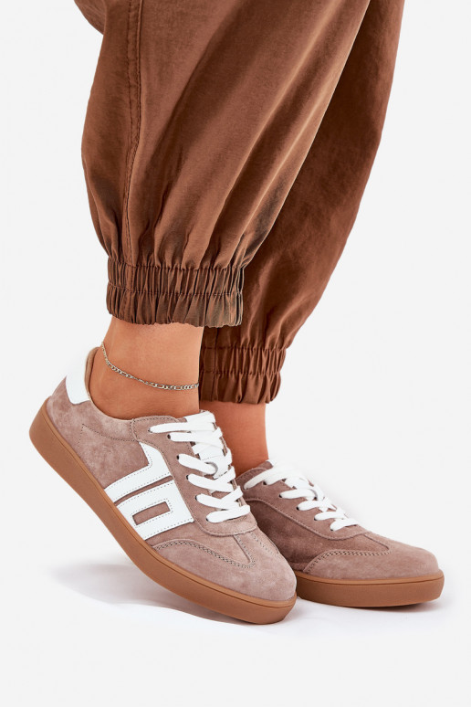 Sneakers modelio batai sportiniai bateliai iš zomšos Vinceza 79517 smėlio spalvos Sneakers modelio batai sportiniai bateliai iš zomšos Vinceza 79517 smėlio spalvos