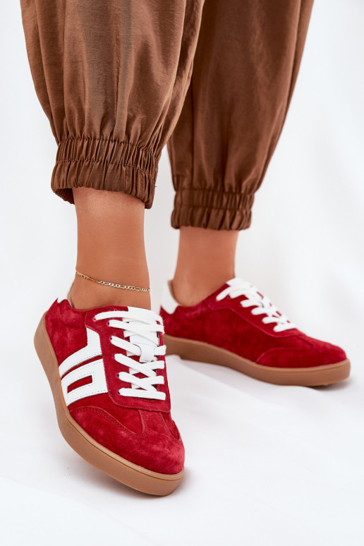 Sneakers modelio batai sportiniai bateliai iš zomšos Vinceza 79517 raudonos spalvos Sneakers modelio batai sportiniai bateliai iš zomšos Vinceza 79517 raudonos spalvos