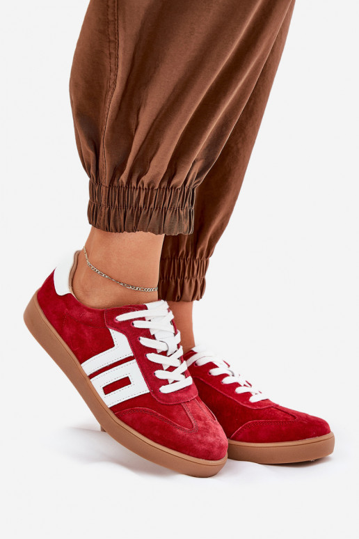 Sneakers modelio batai sportiniai bateliai iš zomšos Vinceza 79517 raudonos spalvos Sneakers modelio batai sportiniai bateliai iš zomšos Vinceza 79517 raudonos spalvos