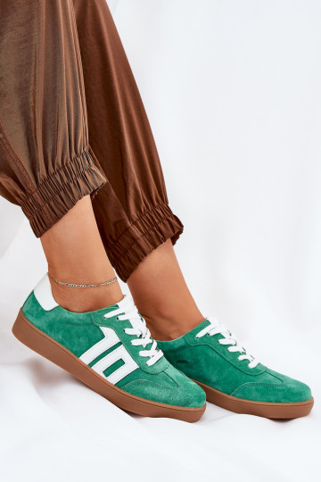 Sneakers modelio batai sportiniai bateliai iš zomšos Vinceza 79517 žalios spalvos