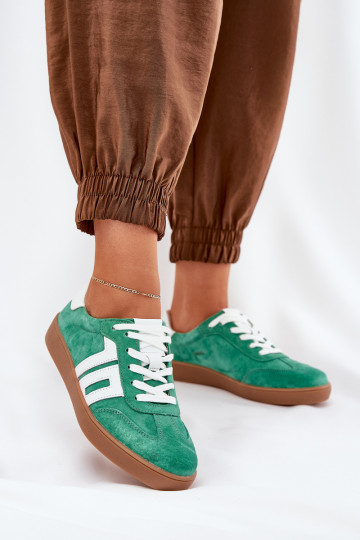 Sneakers modelio batai sportiniai bateliai iš zomšos Vinceza 79517 žalios spalvos 2