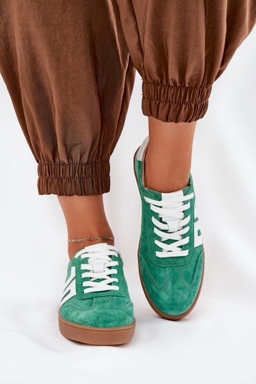 Sneakers modelio batai sportiniai bateliai iš zomšos Vinceza 79517 žalios spalvos