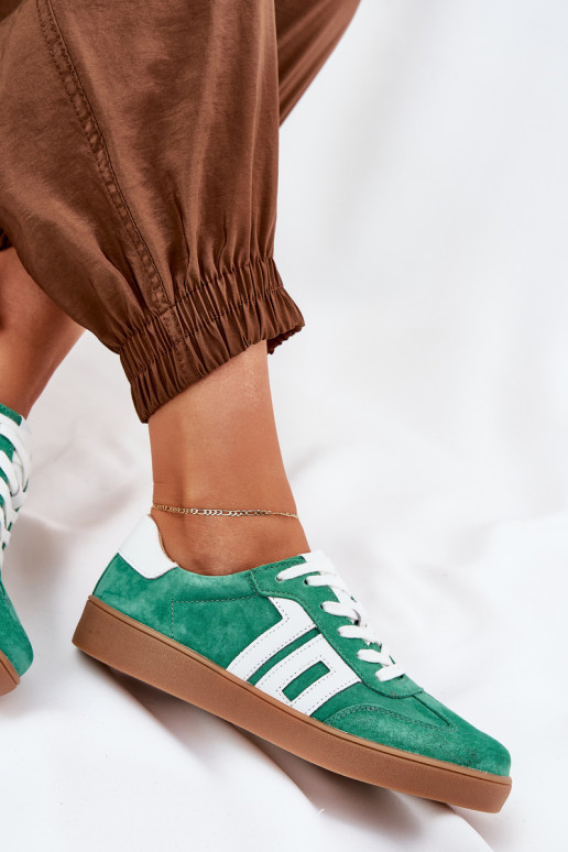 Sneakers modelio batai sportiniai bateliai iš zomšos Vinceza 79517 žalios spalvos