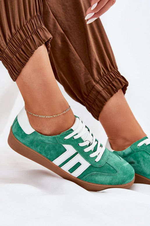 Sneakers modelio batai sportiniai bateliai iš zomšos Vinceza 79517 žalios spalvos