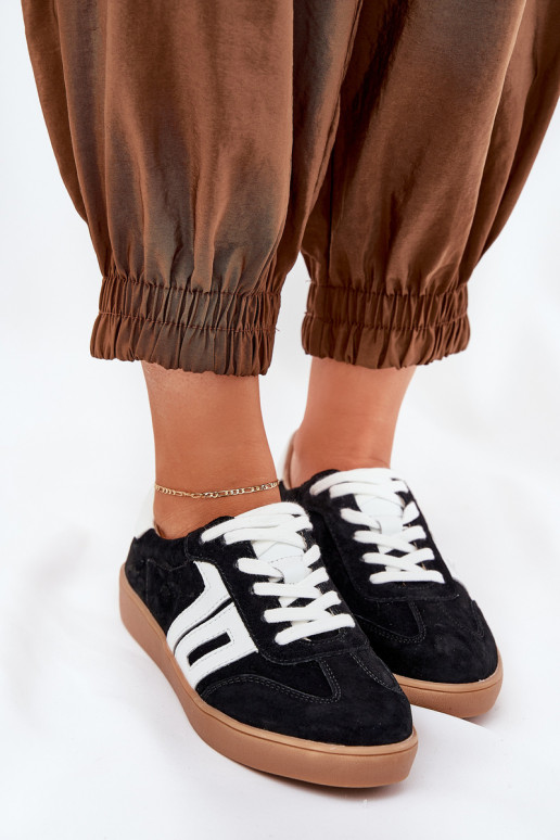 Sneakers modelio batai sportiniai bateliai iš zomšos Vinceza 79517 juodos spalvos Sneakers modelio batai sportiniai bateliai iš zomšos Vinceza 79517 juodos spalvos