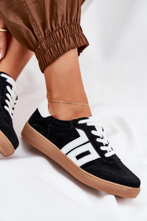 Sneakers modelio batai sportiniai bateliai iš zomšos Vinceza 79517 juodos spalvos Sneakers modelio batai sportiniai bateliai iš zomšos Vinceza 79517 juodos spalvos