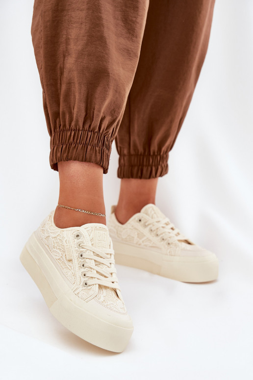 su nėrinių motyvais Laisvalaikio bateliai Big Star RR274746 smėlio spalvos