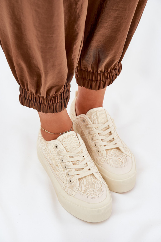 su nėrinių motyvais Laisvalaikio bateliai Big Star RR274746 smėlio spalvos