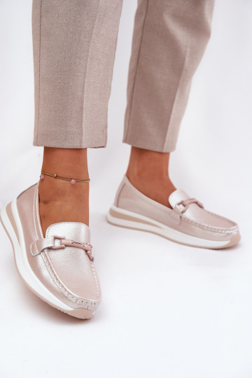 Oda moteriški mokasinai S.Barski GR51-598 rausvų perlų spalvos