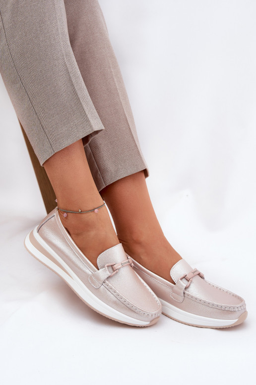 Oda moteriški mokasinai S.Barski GR51-598 rausvų perlų spalvos