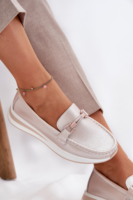 Oda moteriški mokasinai S.Barski GR51-598 rausvų perlų spalvos