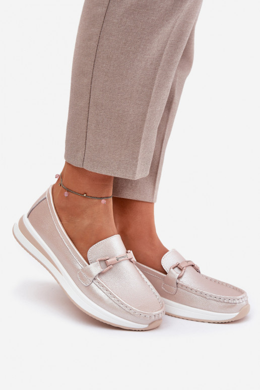 Oda moteriški mokasinai S.Barski GR51-598 rausvų perlų spalvos