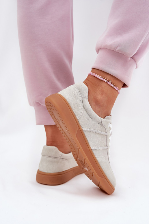 iš zomšos Žemas Sneakers modelio batai Moteriškas pilkos spalvos Paliana