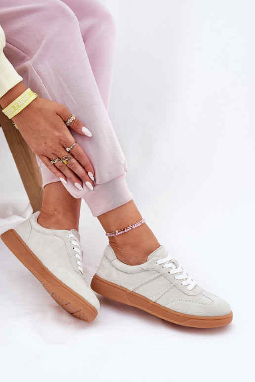 iš zomšos Žemas Sneakers modelio batai Moteriškas pilkos spalvos Paliana