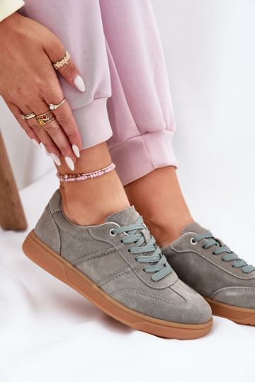 iš zomšos Žemas Sneakers modelio batai Moteriškas žalios spalvos Paliana