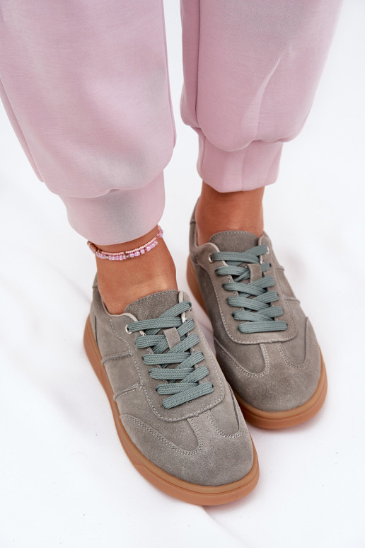 iš zomšos Žemas Sneakers modelio batai Moteriškas žalios spalvos Paliana