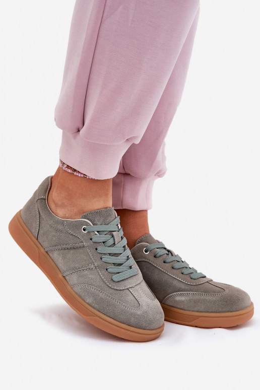 iš zomšos Žemas Sneakers modelio batai Moteriškas žalios spalvos Paliana