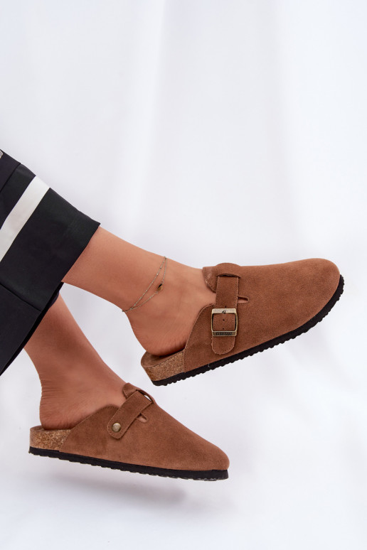 zomšinės šlepetės Klumpės Moteriškas su sagtimis Big Star RR274A387 rudos spalvos zomšinės šlepetės Klumpės Moteriškas su sagtimis Big Star RR274A387 rudos spalvos