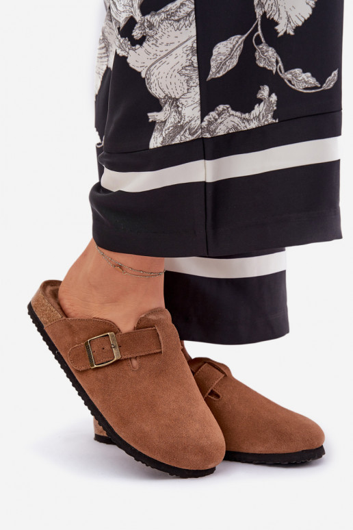 zomšinės šlepetės Klumpės Moteriškas su sagtimis Big Star RR274A387 rudos spalvos zomšinės šlepetės Klumpės Moteriškas su sagtimis Big Star RR274A387 rudos spalvos