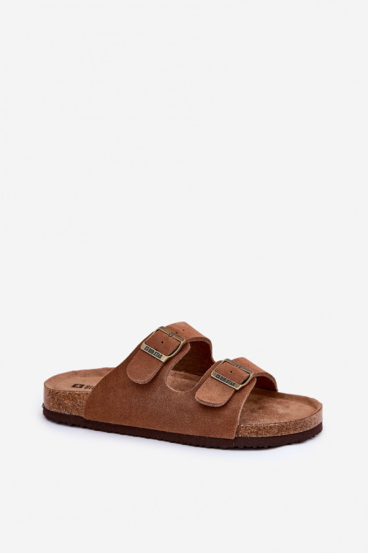 Moteriškos zomšinės šlepetės su sagtimis Big Star RR274A394 rudos spalvos