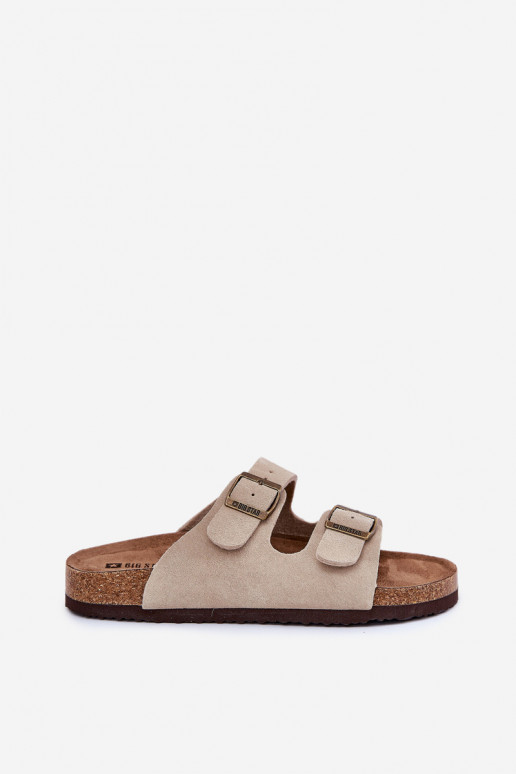 Moteriškos zomšinės šlepetės su sagtimis Big Star RR274A391 smėlio spalvos