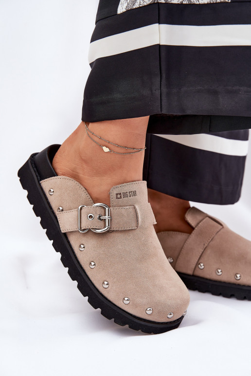 zomšinės šlepetės Klumpės Moteriškas su platforma Big Star RR274A376 smėlio spalvos zomšinės šlepetės Klumpės Moteriškas su platforma Big Star RR274A376 smėlio spalvos
