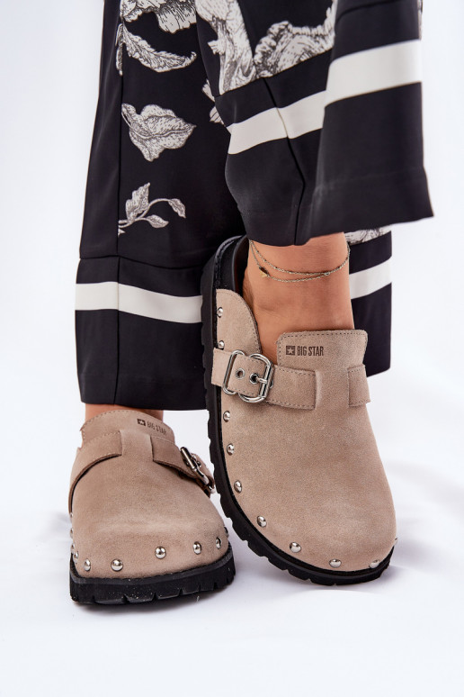 zomšinės šlepetės Klumpės Moteriškas su platforma Big Star RR274A376 smėlio spalvos zomšinės šlepetės Klumpės Moteriškas su platforma Big Star RR274A376 smėlio spalvos