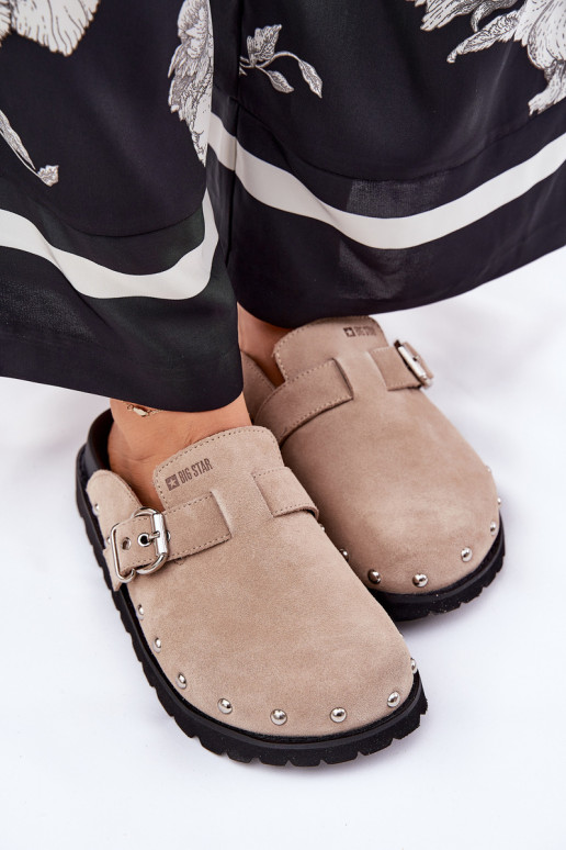 zomšinės šlepetės Klumpės Moteriškas su platforma Big Star RR274A376 smėlio spalvos zomšinės šlepetės Klumpės Moteriškas su platforma Big Star RR274A376 smėlio spalvos