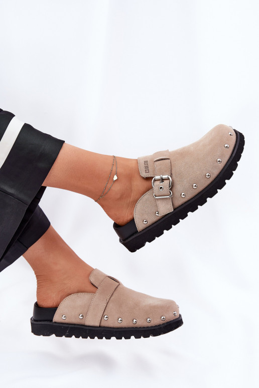 zomšinės šlepetės Klumpės Moteriškas su platforma Big Star RR274A376 smėlio spalvos zomšinės šlepetės Klumpės Moteriškas su platforma Big Star RR274A376 smėlio spalvos