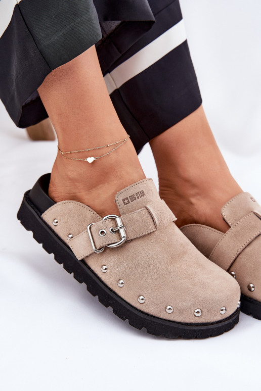 zomšinės šlepetės Klumpės Moteriškas su platforma Big Star RR274A376 smėlio spalvos zomšinės šlepetės Klumpės Moteriškas su platforma Big Star RR274A376 smėlio spalvos