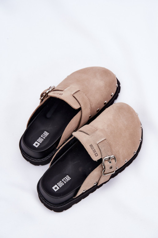 zomšinės šlepetės Klumpės Moteriškas su platforma Big Star RR274A376 smėlio spalvos zomšinės šlepetės Klumpės Moteriškas su platforma Big Star RR274A376 smėlio spalvos