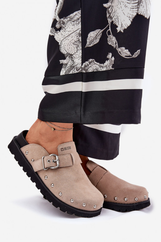 zomšinės šlepetės Klumpės Moteriškas su platforma Big Star RR274A376 smėlio spalvos zomšinės šlepetės Klumpės Moteriškas su platforma Big Star RR274A376 smėlio spalvos