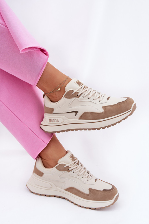 Sneakers modelio batai Moteriškas Big Star RR274A216 HI-POLY SYSTEM smėlio spalvos Sneakers modelio batai Moteriškas Big Star RR274A216 HI-POLY SYSTEM smėlio spalvos
