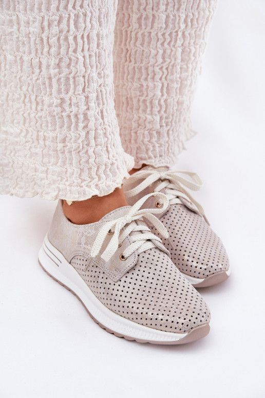 Oda  batai Moteriškas su platforma Artiker 56C2113 smėlio spalvos-aukso spalvos Oda  batai Moteriškas su platforma Artiker 56C2113 smėlio spalvos-aukso spalvos