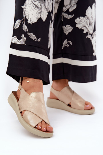 Moteriškos basutės iš eko odos aukso spalvos Tosmelia 2