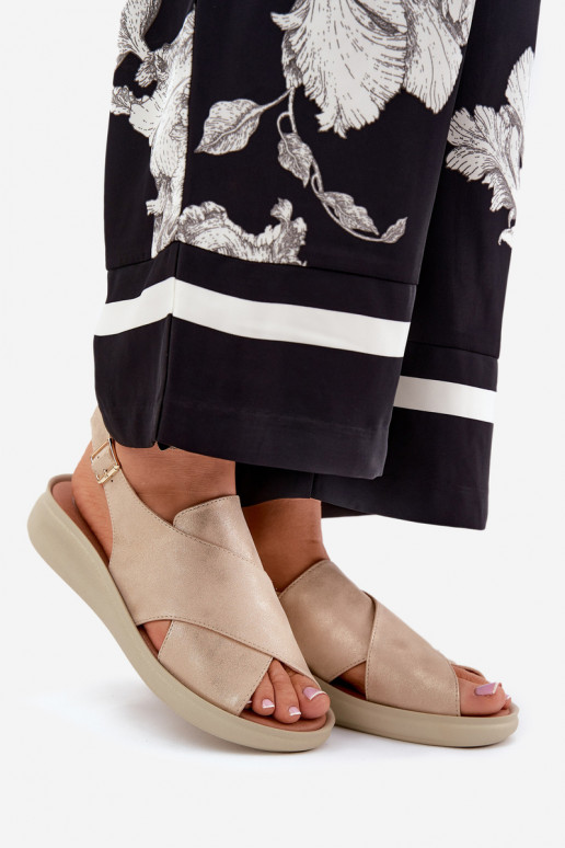 Moteriškos basutės iš eko odos aukso spalvos Tosmelia