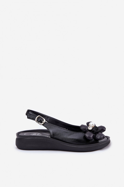 Moteriškos basutės Su puošniais su gėlytėmisem juodos spalvos Divonne