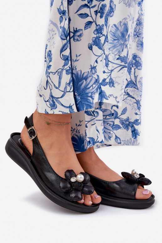 Moteriškos basutės Su puošniais su gėlytėmisem juodos spalvos Divonne