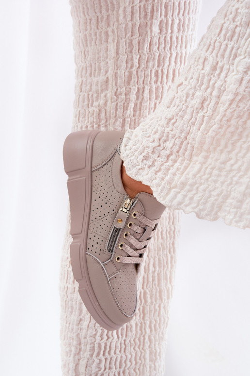 Oda sportiniai bateliai Sneakers modelio batai su platforma su užtrauktukais Vinceza 88019 smėlio spalvos Oda sportiniai bateliai Sneakers modelio batai su platforma su užtrauktukais Vinceza 88019 smėlio spalvos