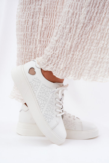 Oda Sneakers modelio batai Moteriškas su platforma Vinceza 88018 baltos spalvos